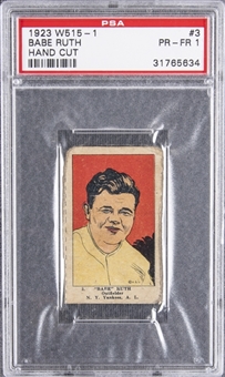 1923 W515-1 #3 Babe Ruth Hand Cut Strip Card – PSA PR-FR 1
